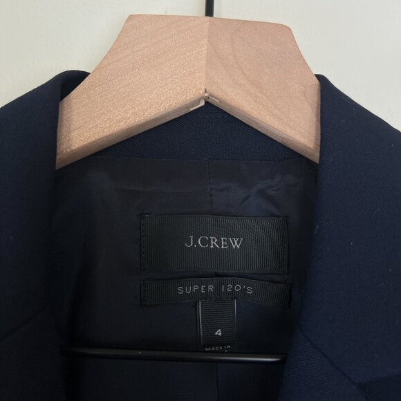 J. Crew Navy Blue Regent Super 120's One Button Wool Blazer Jacket - Picture 3 of 6